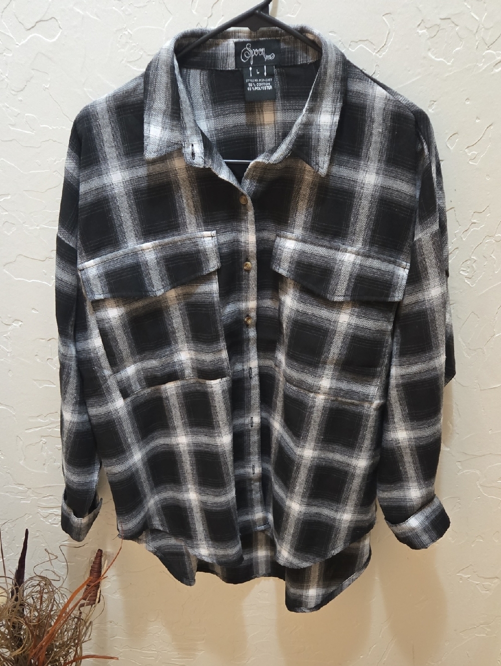 Spooner Plaid Button-Up Shirt in Black & White